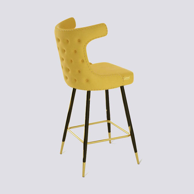 Cowboy Bar Stool In Powder Coated + Gold Caps Metal Base With Brass Pins | 629