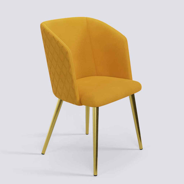 Modish Dining Chair In Gold Electroplated Metal Base | 491