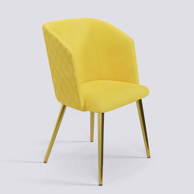 Modish Dining Chair In Gold Electroplated Metal Base | 491