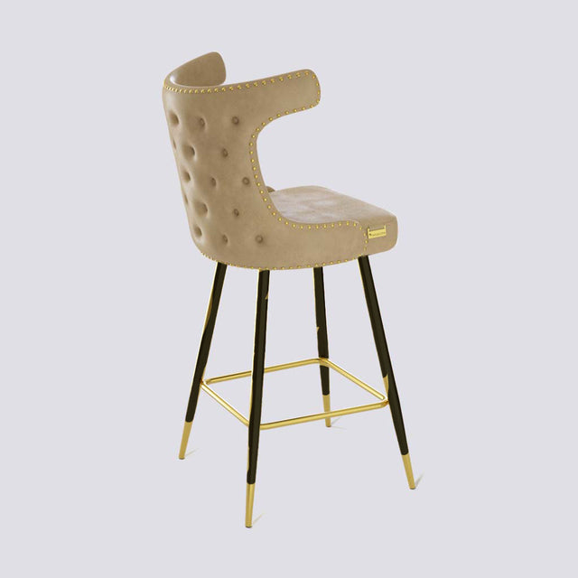 Cowboy Bar Stool In Powder Coated + Gold Caps Metal Base With Brass Pins | 629