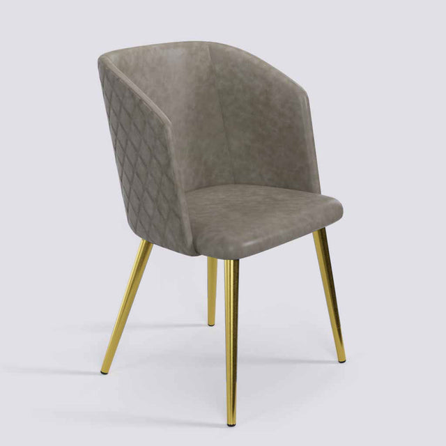 Modish Dining Chair In Gold Electroplated Metal Base | 491