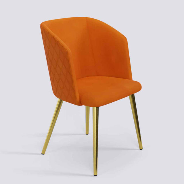 Modish Dining Chair In Gold Electroplated Metal Base | 491
