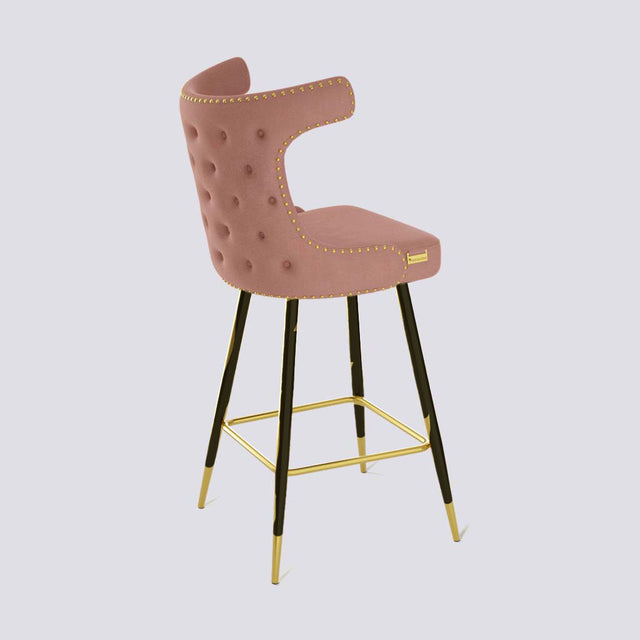 Cowboy Bar Stool In Powder Coated + Gold Caps Metal Base With Brass Pins | 629