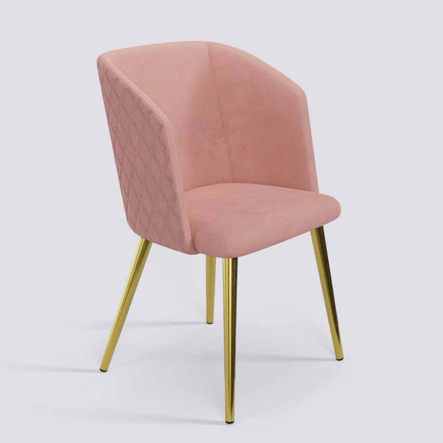 Modish Dining Chair In Gold Electroplated Metal Base | 491
