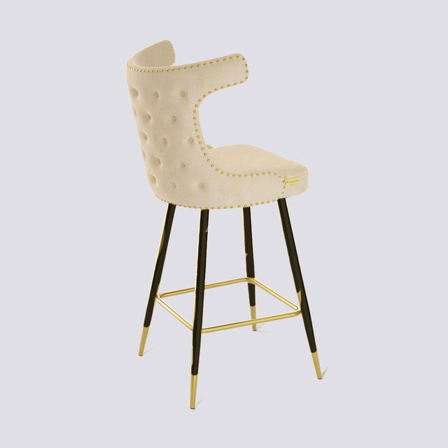 Cowboy Bar Stool In Powder Coated + Gold Caps Metal Base With Brass Pins | 629