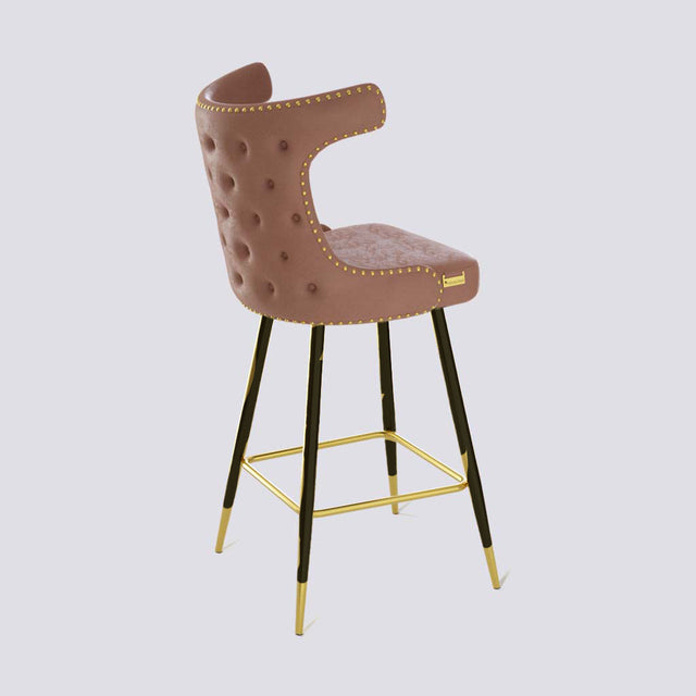 Cowboy Bar Stool In Powder Coated + Gold Caps Metal Base With Brass Pins | 629