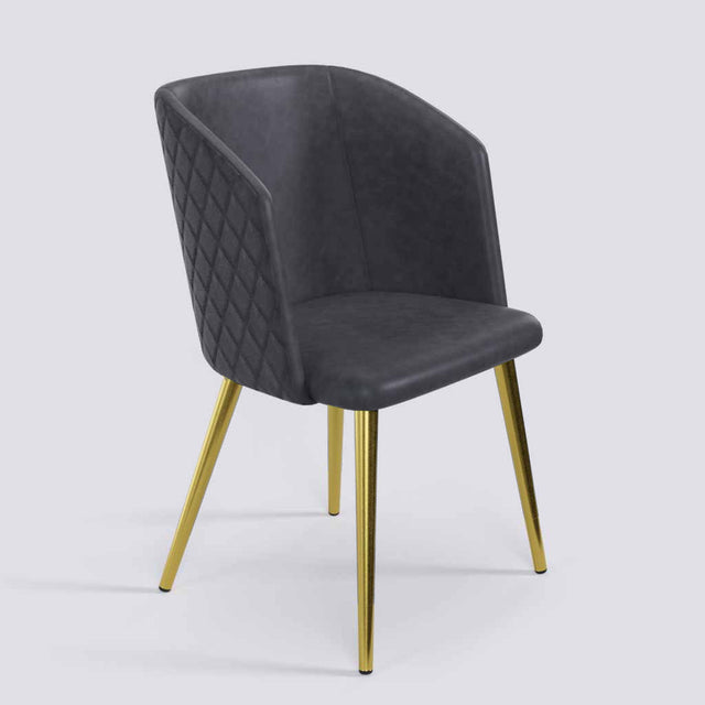 Modish Dining Chair In Gold Electroplated Metal Base | 491