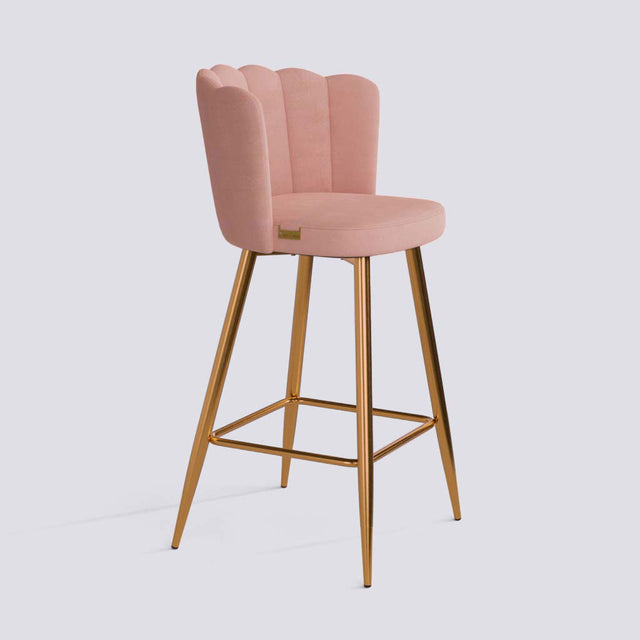 Flower Bar Stool In Rose Gold Electroplated Metal Base | 626