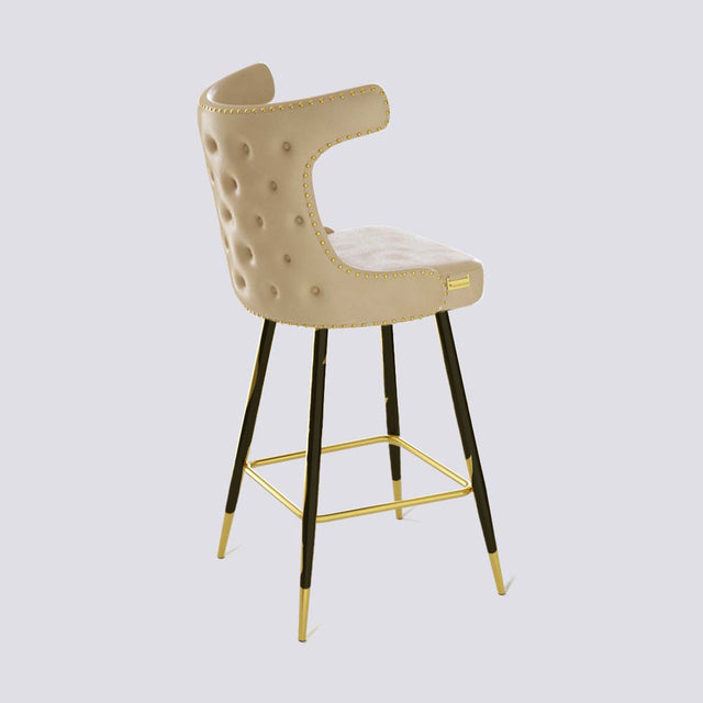 Cowboy Bar Stool In Powder Coated + Gold Caps Metal Base With Brass Pins | 629