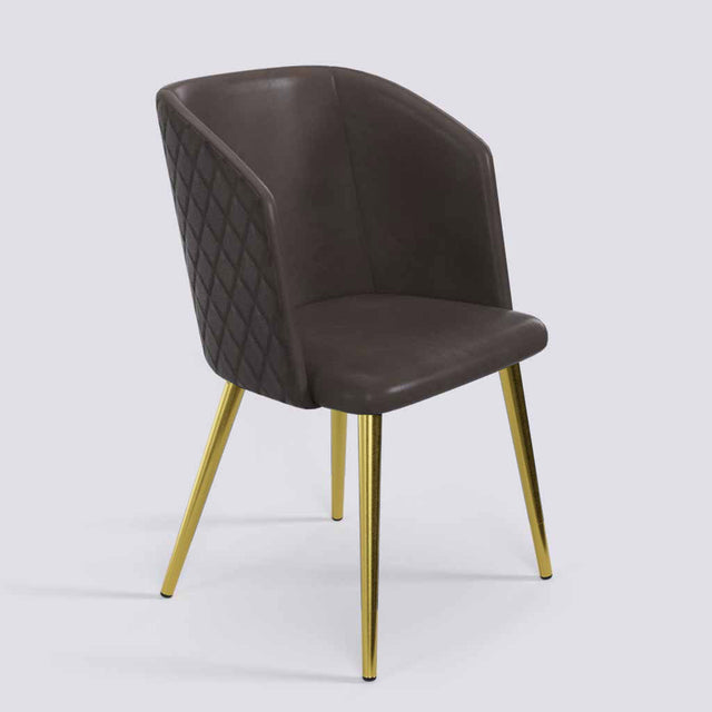 Modish Dining Chair In Gold Electroplated Metal Base | 491
