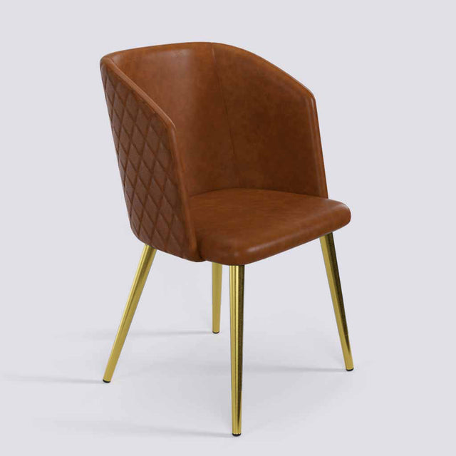 Modish Dining Chair In Gold Electroplated Metal Base | 491