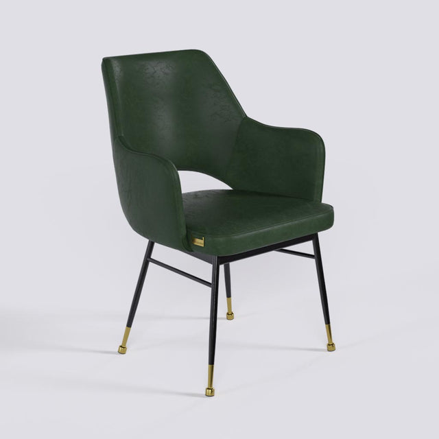 Vendow Lounge Chair In Powder Coated + Gold Caps Metal Base | 1922