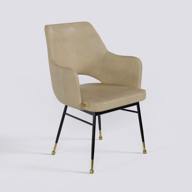 Vendow Lounge Chair In Powder Coated + Gold Caps Metal Base | 1922