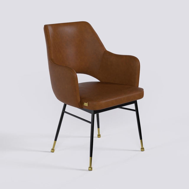 Vendow Lounge Chair In Powder Coated + Gold Caps Metal Base | 1922