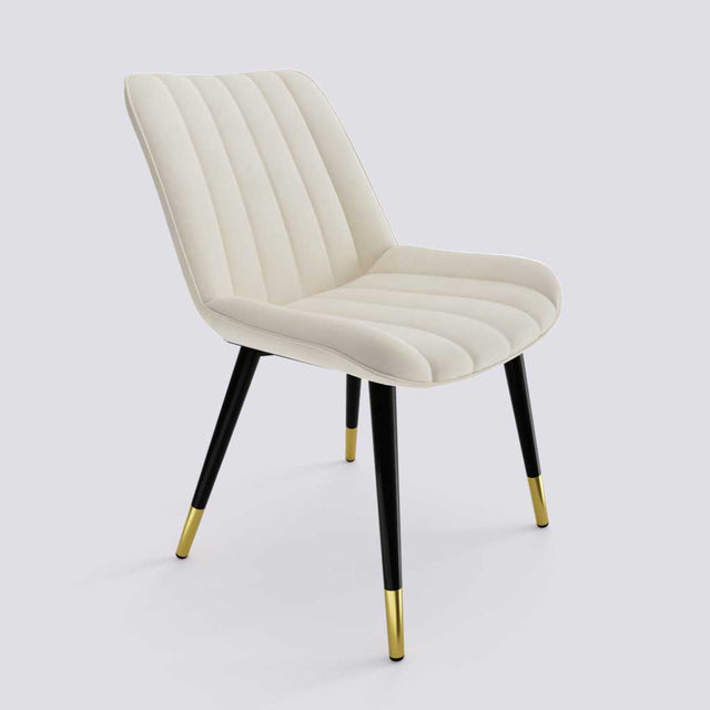 Aesthetic Dining Chair In Powder Coated + Gold Caps Metal Base | 475