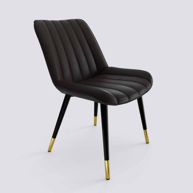 Aesthetic Dining Chair In Powder Coated + Gold Caps Metal Base | 475