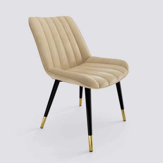 Aesthetic Dining Chair In Powder Coated + Gold Caps Metal Base | 475