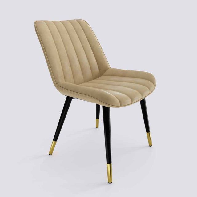 Aesthetic Dining Chair In Powder Coated + Gold Caps Metal Base | 475