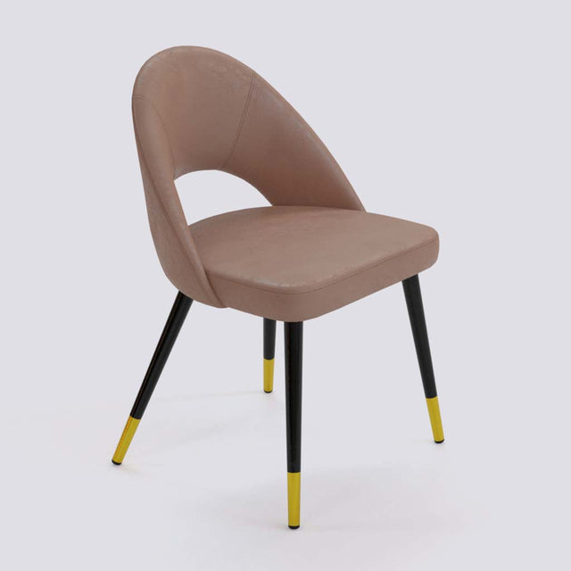 Oval Dining Chair In Powder Coated + Gold Caps Metal Base | 476