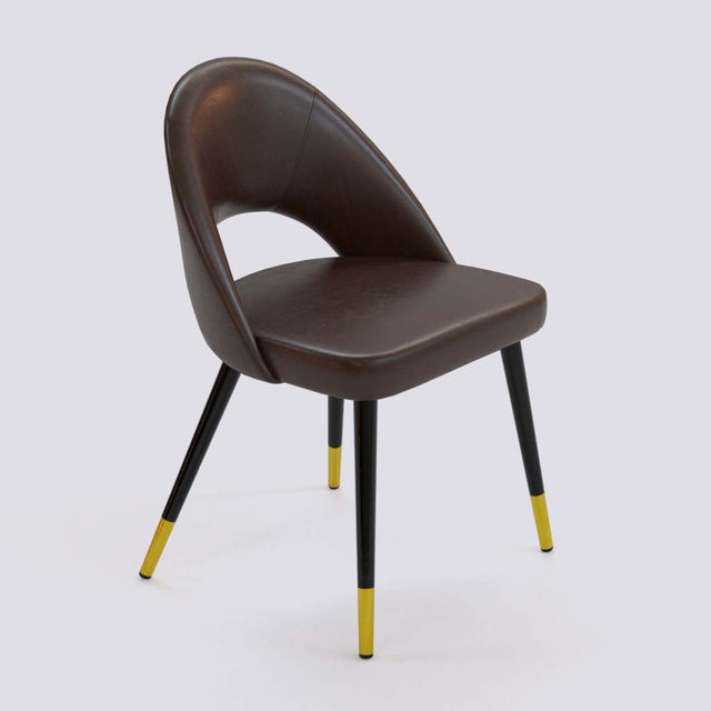 Oval Dining Chair In Powder Coated + Gold Caps Metal Base | 476