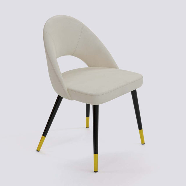 Oval Dining Chair In Powder Coated + Gold Caps Metal Base | 476