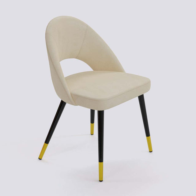 Oval Dining Chair In Powder Coated + Gold Caps Metal Base | 476