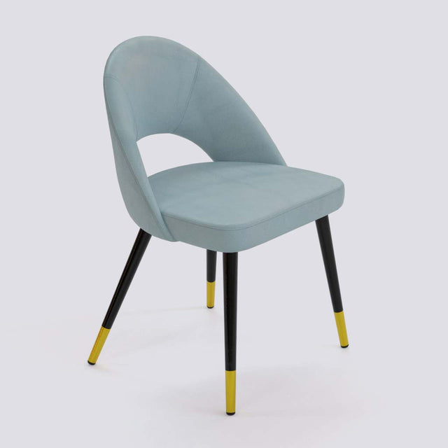 Oval Dining Chair In Powder Coated + Gold Caps Metal Base | 476