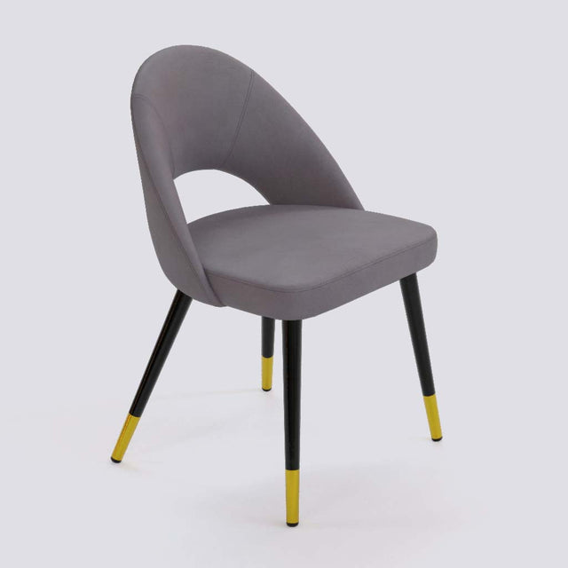 Oval Dining Chair In Powder Coated + Gold Caps Metal Base | 476