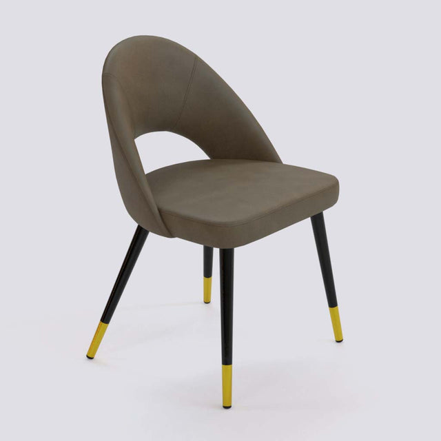 Oval Dining Chair In Powder Coated + Gold Caps Metal Base | 476