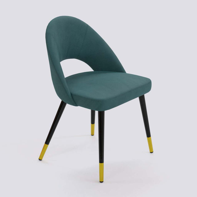 Oval Dining Chair In Powder Coated + Gold Caps Metal Base | 476