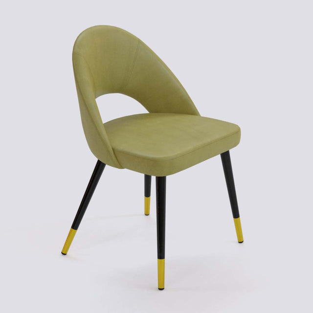 Oval Dining Chair In Powder Coated + Gold Caps Metal Base | 476