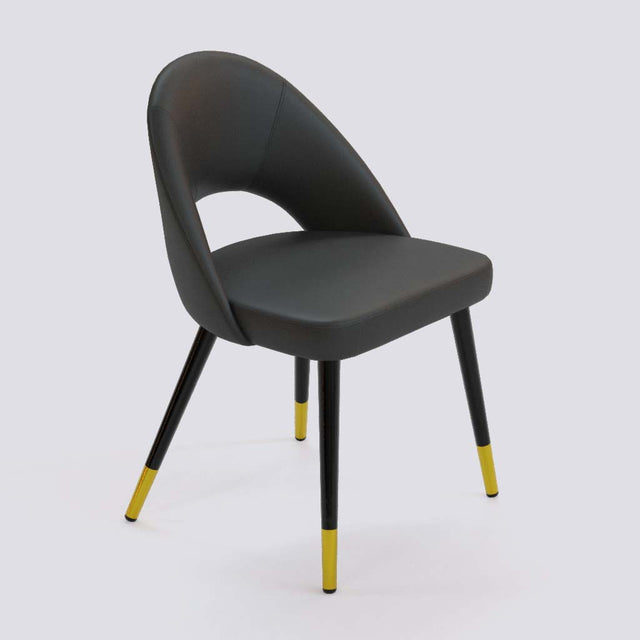 Oval Dining Chair In Powder Coated + Gold Caps Metal Base | 476