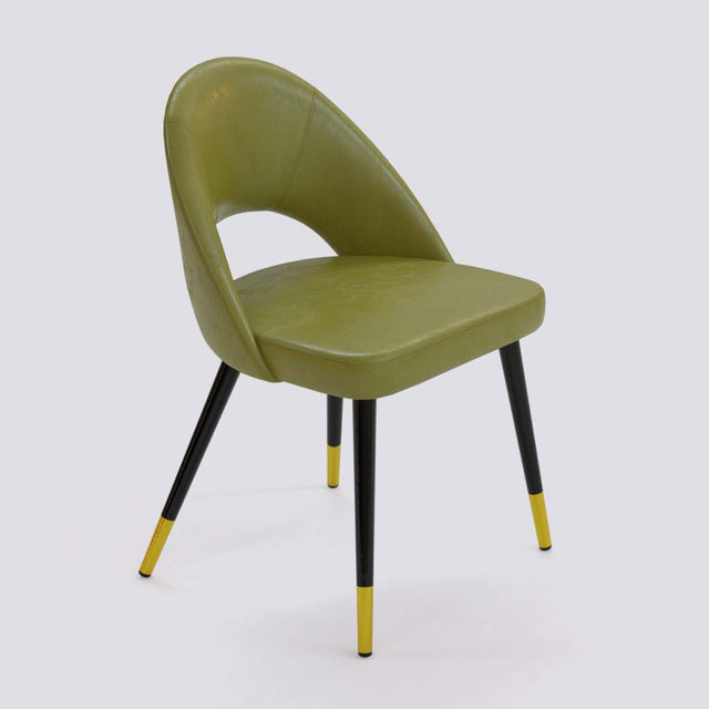 Oval Dining Chair In Powder Coated + Gold Caps Metal Base | 476