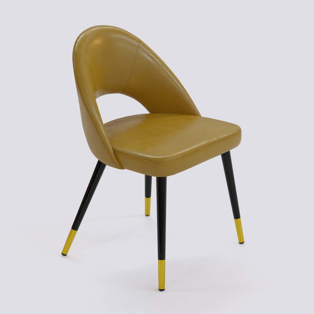 Oval Dining Chair In Powder Coated + Gold Caps Metal Base | 476