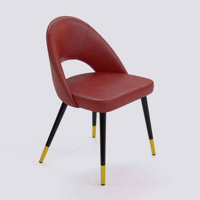 Oval Dining Chair In Powder Coated + Gold Caps Metal Base | 476