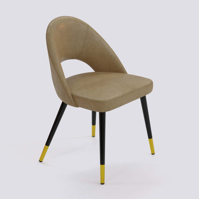Oval Dining Chair In Powder Coated + Gold Caps Metal Base | 476