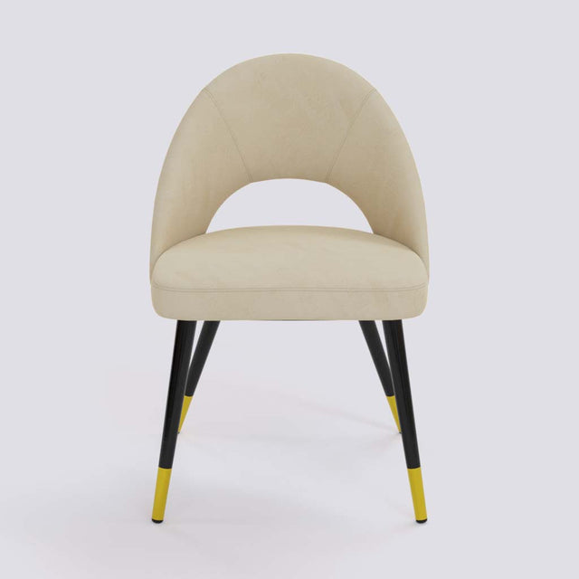 Oval Dining Chair In Powder Coated + Gold Caps Metal Base | 476