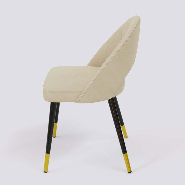 Oval Dining Chair In Powder Coated + Gold Caps Metal Base | 476