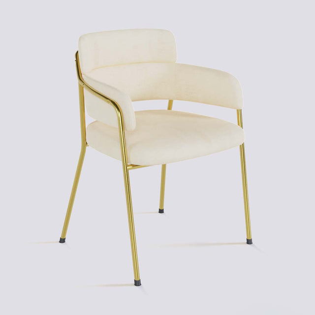 Plushy Lounge Chair In Gold Electroplated Metal Frame | 479
