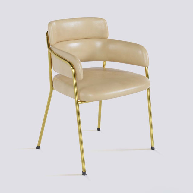 Plushy Lounge Chair In Gold Electroplated Metal Frame | 479