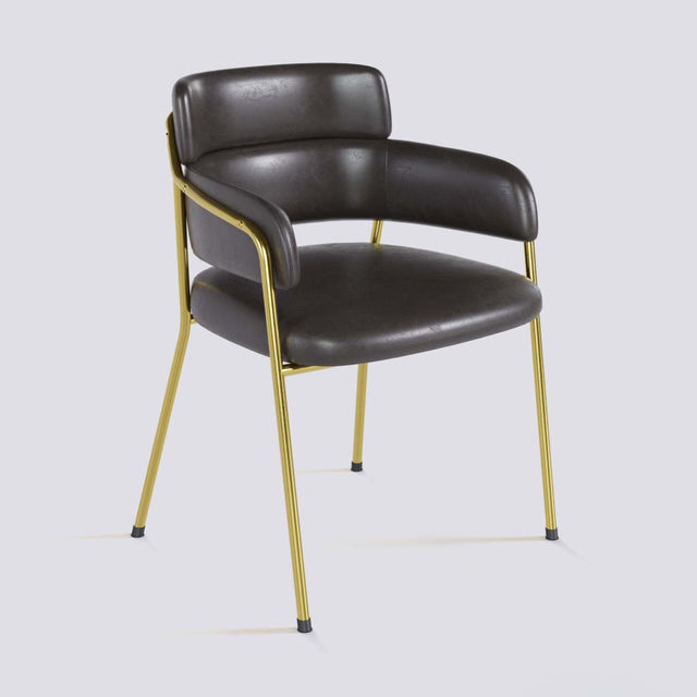 Plushy Lounge Chair In Gold Electroplated Metal Frame | 479