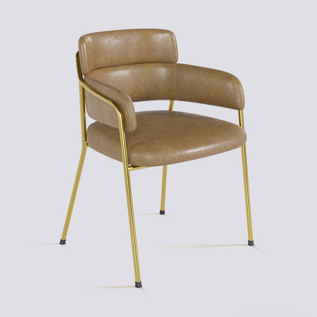 Plushy Lounge Chair In Gold Electroplated Metal Frame | 479