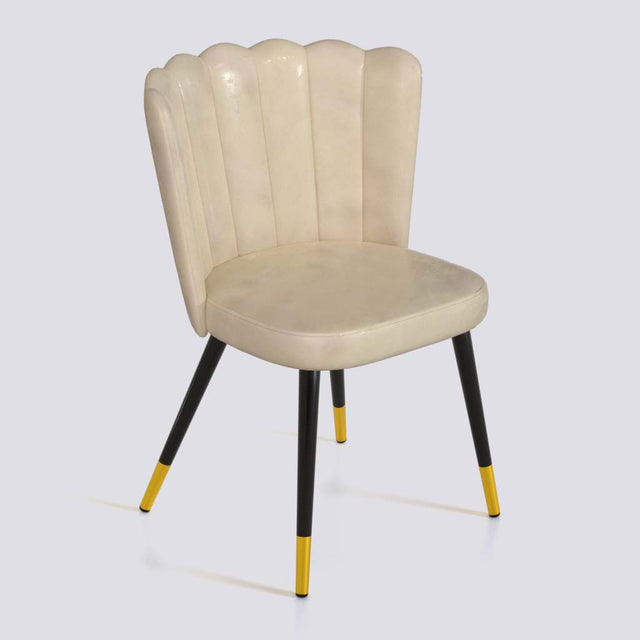 Flower Dining Chair in Powder Coated + Gold Caps Metal Base | 487