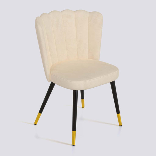 Flower Dining Chair in Powder Coated + Gold Caps Metal Base | 487