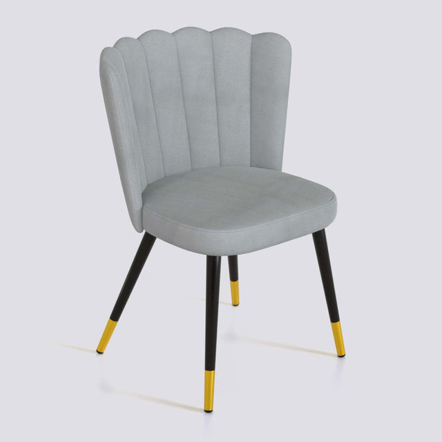 Flower Dining Chair in Powder Coated + Gold Caps Metal Base | 487