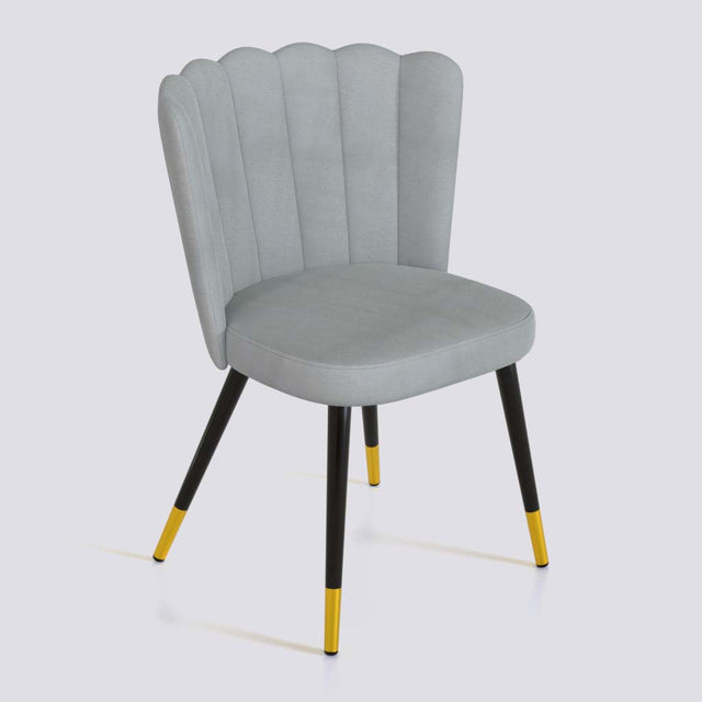 Flower Dining Chair in Powder Coated + Gold Caps Metal Base | 487