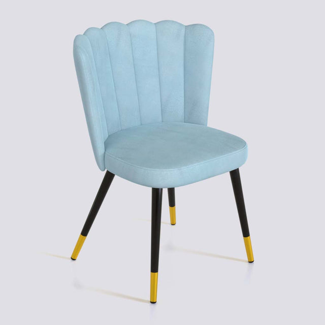 Flower Dining Chair in Powder Coated + Gold Caps Metal Base | 487