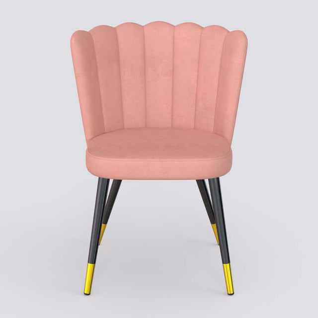 Flower Dining Chair in Powder Coated + Gold Caps Metal Base | 487