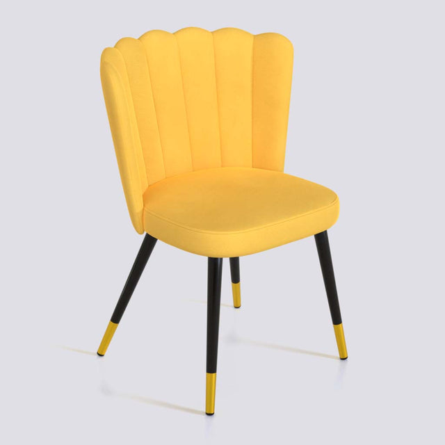 Flower Dining Chair in Powder Coated + Gold Caps Metal Base | 487