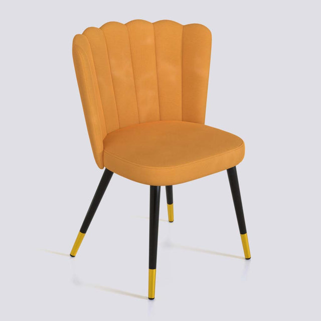 Flower Dining Chair in Powder Coated + Gold Caps Metal Base | 487